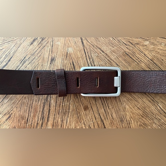 Le Chateau Brown Leather Belt with Silver Buckle - Picture 3 of 7